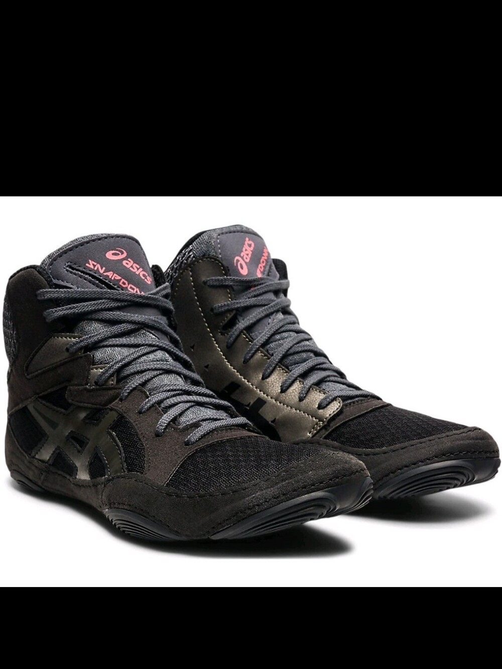 Asics Snapdown Black 3 Boy's Girls Youth  High-Top Athletic Wrestling Shoes Sz 5